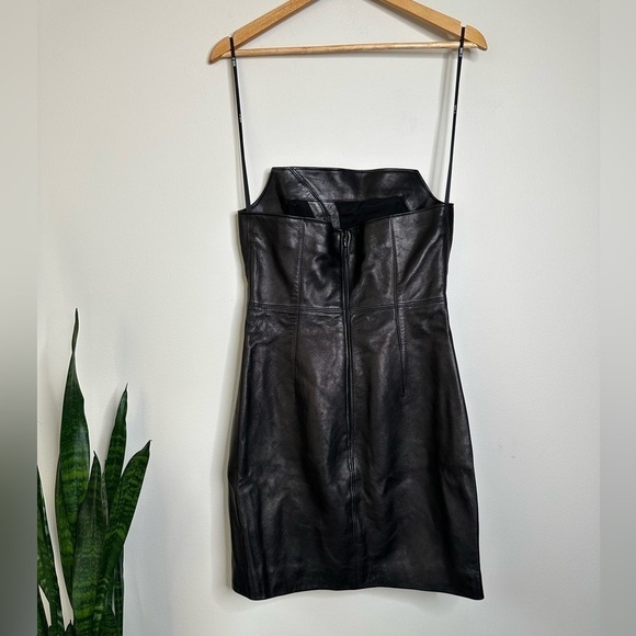 ET OCHS Elizabeth Leather Black Strapless Cut-Out Mini Dress 6 NWOT - Picture 13 of 14